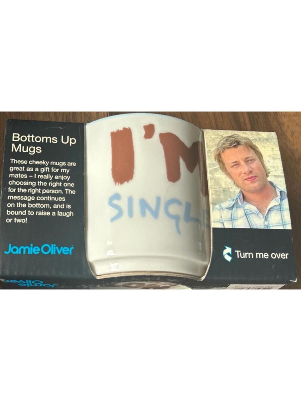 JAMIE OLIVER I’M SINGLE , NOT DESPERATE On Bottom Of Mug New In Box Funny Gift